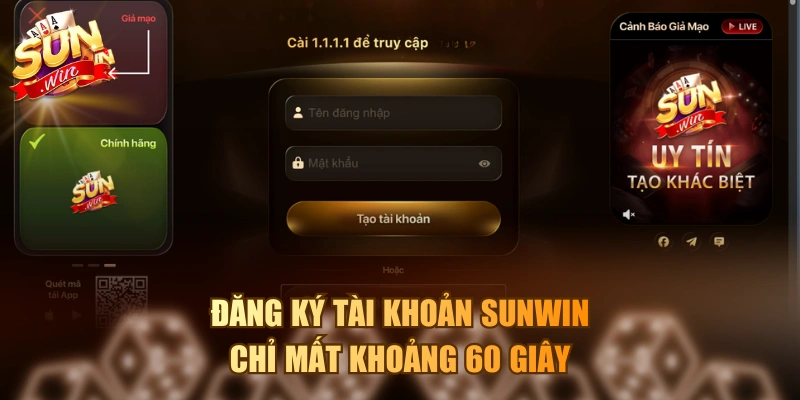 Trang chủ Đăng ký tài khoản Sunwin chỉ mất khoảng 60 giây